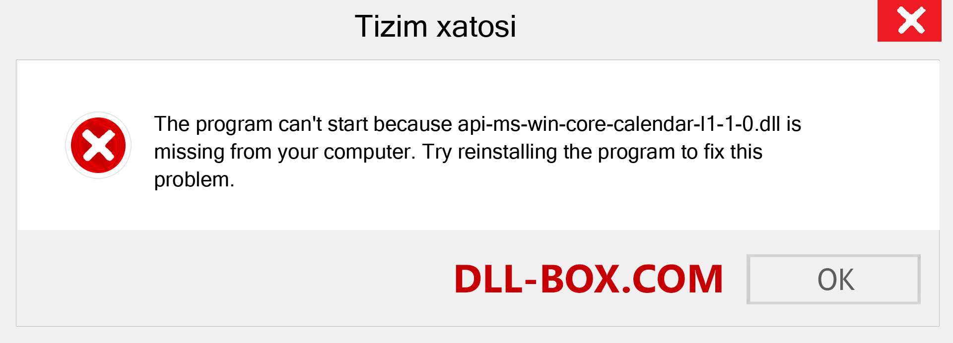 api-ms-win-core-calendar-l1-1-0.dll fayli yo'qolganmi?. Windows 7, 8, 10 uchun yuklab olish - Windowsda api-ms-win-core-calendar-l1-1-0 dll etishmayotgan xatoni tuzating, rasmlar, rasmlar